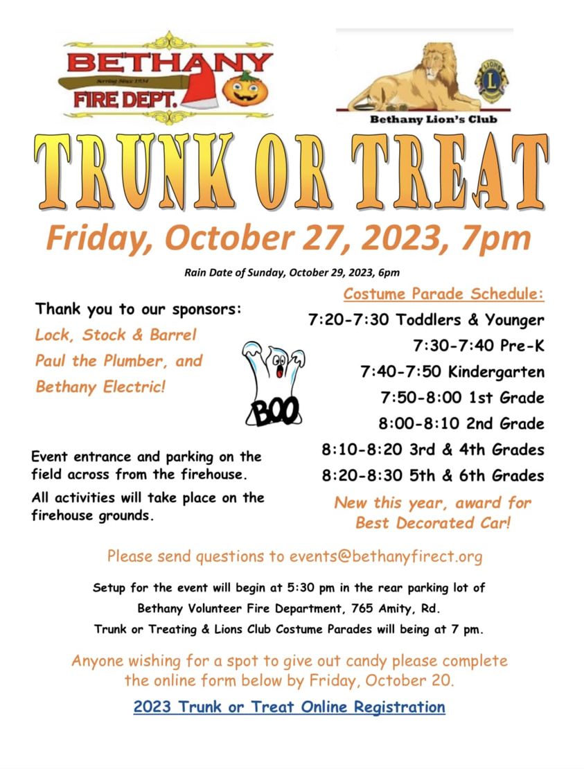 Trunk or Treat-Friday October 13th, 2023